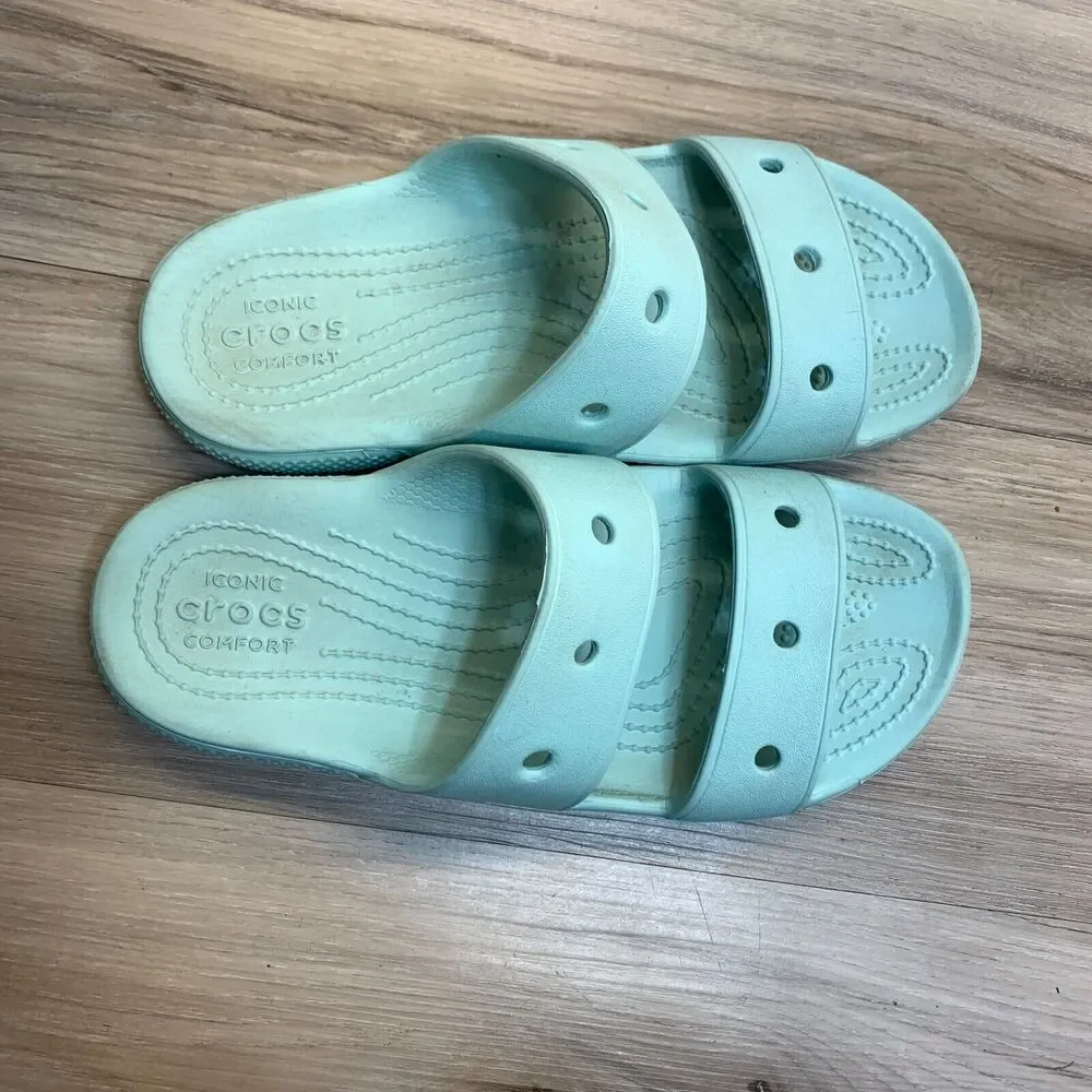 Crocs Classic 206761 Two-Strap Sandals Slides‎ Light Blue Mens 4  Womens 6